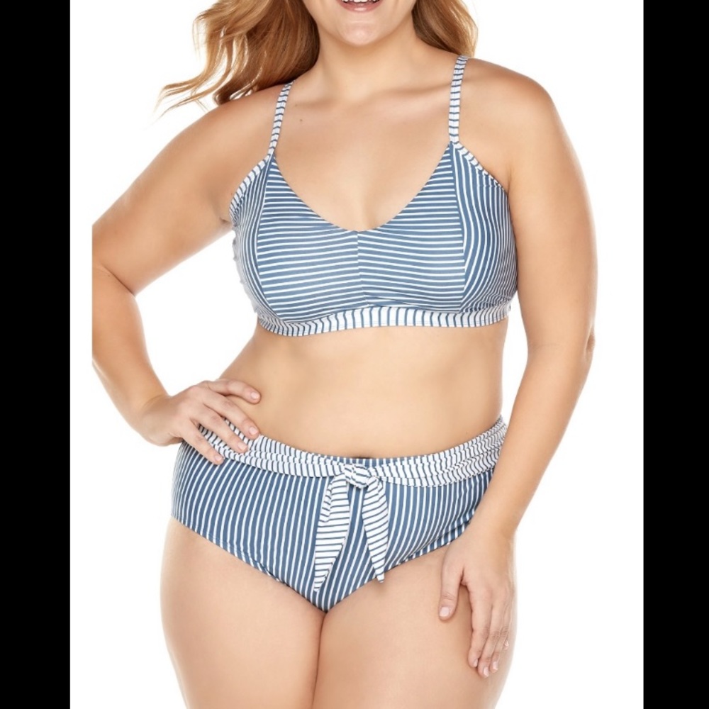 Time and Tru Women's Plus-Size Stripe Bikini Set